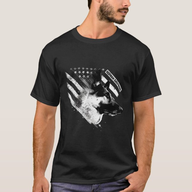 Tysk Shepherd Service Hund T Shirt (Framsida)