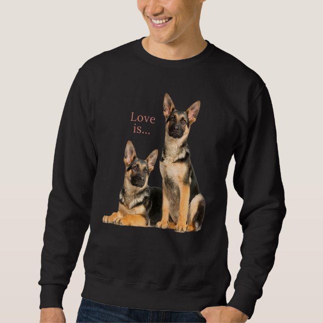 Tysk shepherd Shepard Hund Mamma Pappa Kärlek Pet  Lång Ärmad Tröja (Framsida)