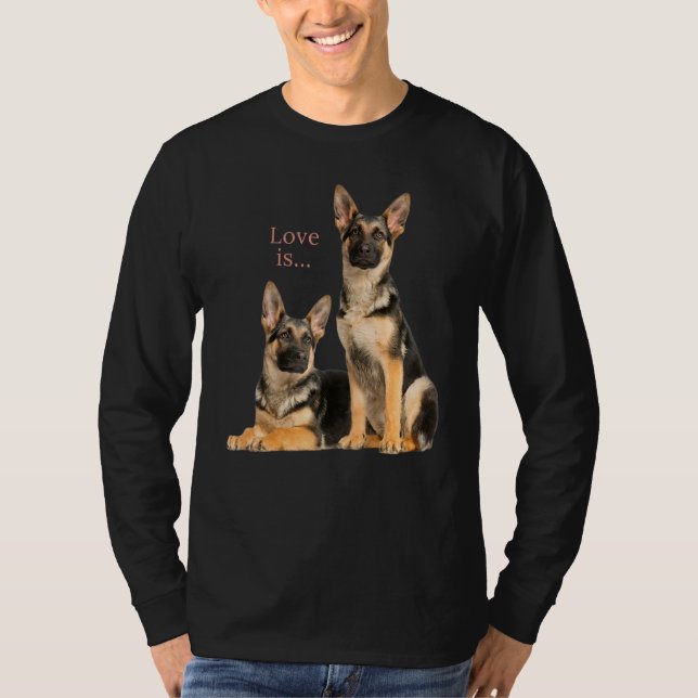 Tysk shepherd Shepard Hund Mamma Pappa Kärlek Pet  T Shirt (Framsida)