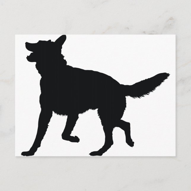 Tysk Shepherd Silhouette Vykort (Framsida)