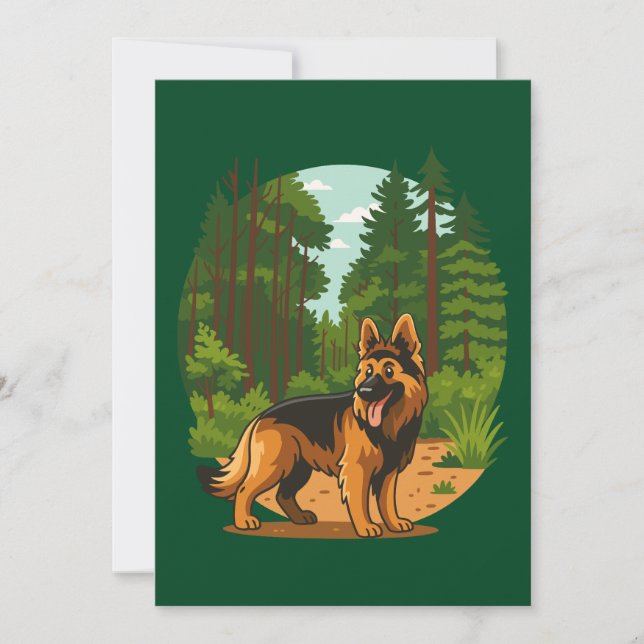Tysk Shepherd Skogsäventyr Hund  Inbjudningar (Framsida)