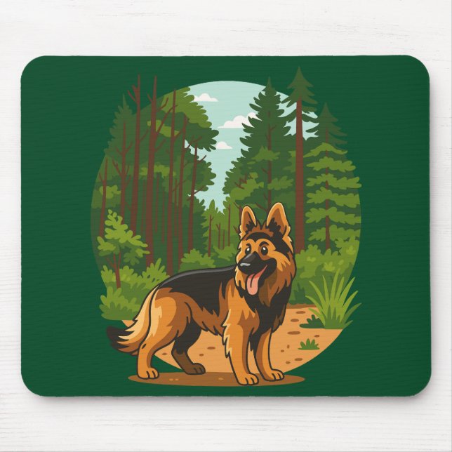 Tysk Shepherd Skogsäventyr Hund  Musmatta (Framsidan)