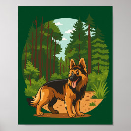 Tysk Shepherd Skogsäventyr Hund Poster