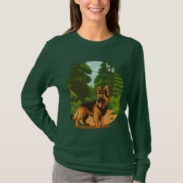 Tysk Shepherd Skogsäventyr Hund T Shirt