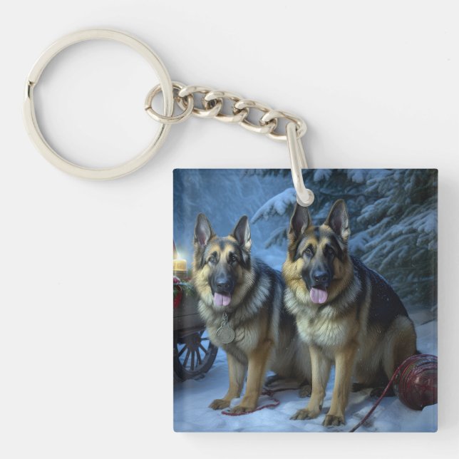 Tysk Shepherd Snösläd Juldekoration  (Framsidan)