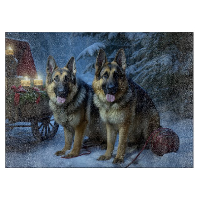 Tysk Shepherd Snowy Sleigh-juldekan (Framsidan)