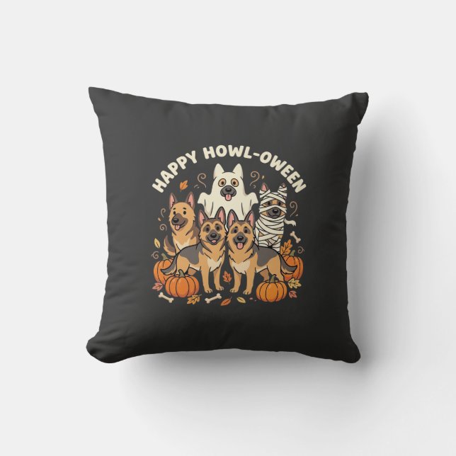 Tysk Shepherd Spök Halloween Howl-Oween Design_ Kudde (Framsida)