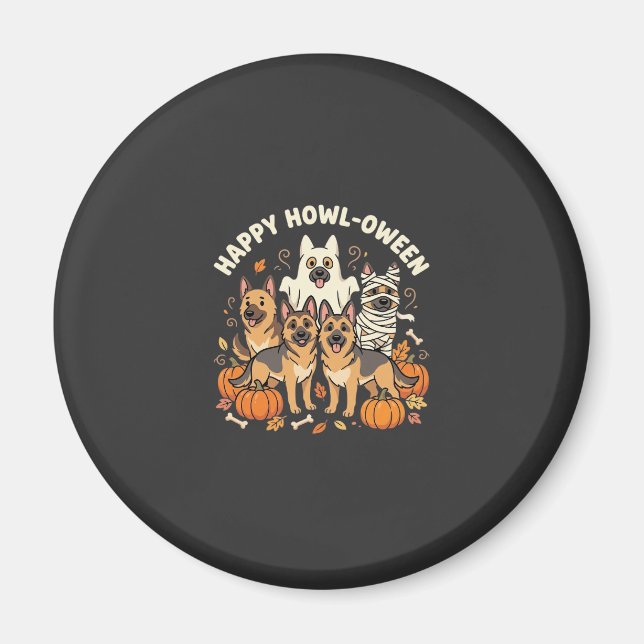 Tysk Shepherd Spök Halloween Howl-Oween Design_ Magnet (Framsidan)