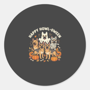 Tysk Shepherd Spök Halloween Howl-Oween Design_ Runt Klistermärke