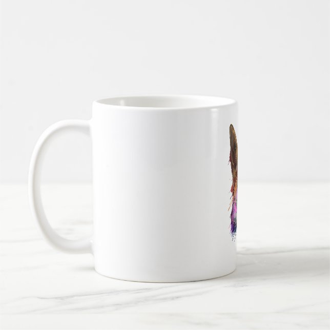 Tysk Shepherd Stänk Art Kaffemugg (Vänster)