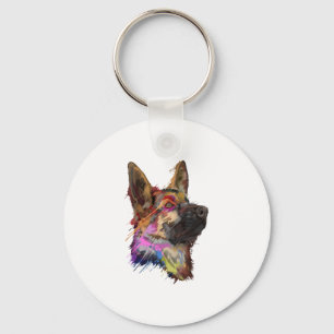 Tysk Shepherd Stänk Art Nyckelring