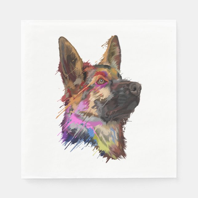 Tysk Shepherd Stänk Art Pappersservett (Framsidan)