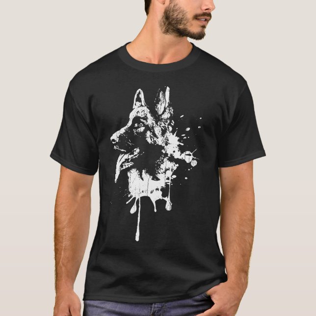 Tysk Shepherd Stänk Hund Pet Owner Cute T Shirt (Framsida)