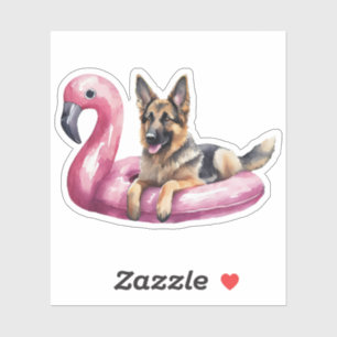 Tysk Shepherd Summer Bassäng Floatie Watercolor Klistermärken