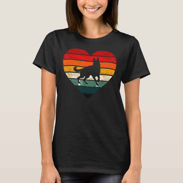Tysk Shepherd Sunset Hund Mamma Pappa T Shirt (Framsida)