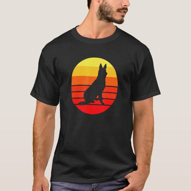 Tysk Shepherd Sunset T Shirt (Framsida)