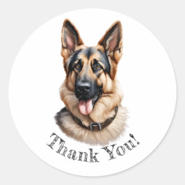 Tysk Shepherd Tack! Stickers Runt Klistermärke