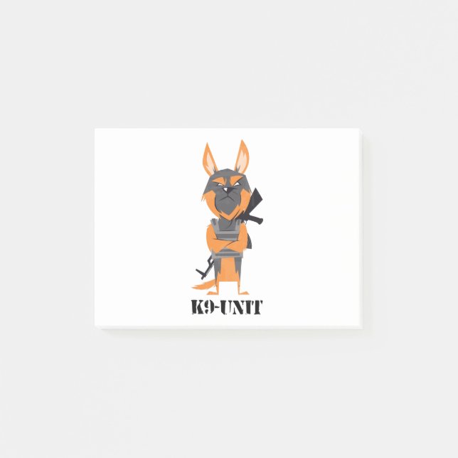 Tysk Shepherd Tecknad K9 Unit Hund design Post-it Block (Framsida)