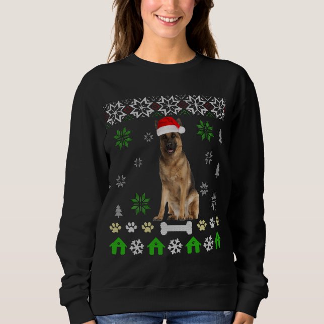Tysk Shepherd Ugly jul-German Shepherd Hund T Shirt (Framsida)