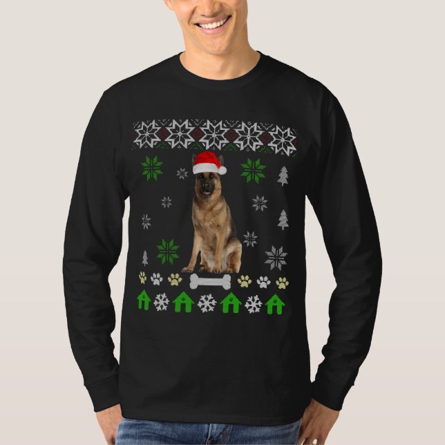 Tysk Shepherd Ugly jul-German Shepherd Hund T Shirt (Framsida)