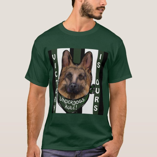Tysk Shepherd Underdog Tee Shirt (Framsida)