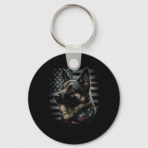 Tysk Shepherd USA Flagga Patriotisk Shepherd Nyckelring