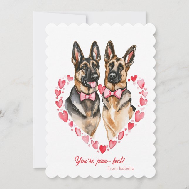 Tysk Shepherd Valentines day Du är Pawfect söt Julkort (Framsida)