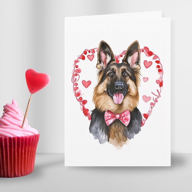 Tysk Shepherd Valentines day Kärlek Heart Anpassni Helgkort (German Shepherd Valentines Day Love Heart Custom Holiday Card)