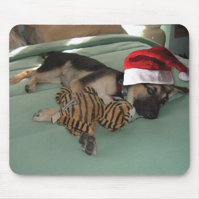 Tysk Shepherd-Valp med Santa Hat Musmatta (Framsidan)