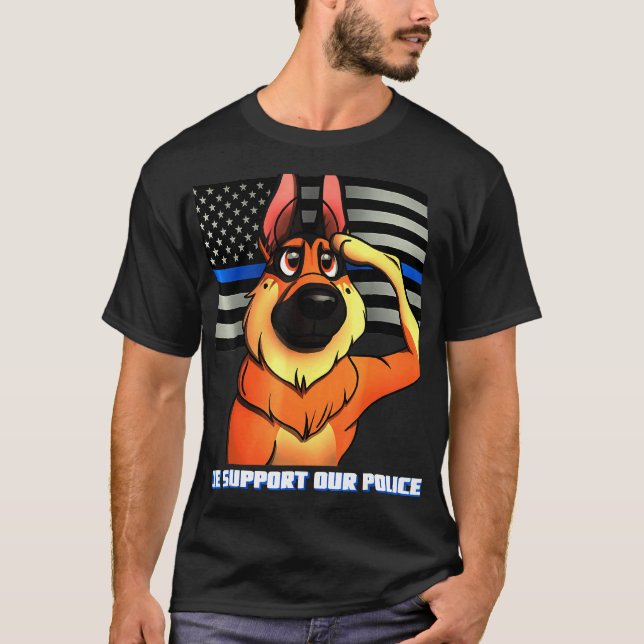 Tysk shepherd Vår polis K9 Salute T Shirt (Framsida)