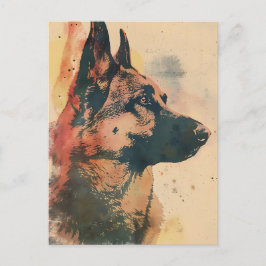 Tysk Shepherd Vintage Art Vykort
