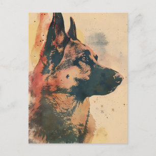 Tysk Shepherd Vintage Art Vykort