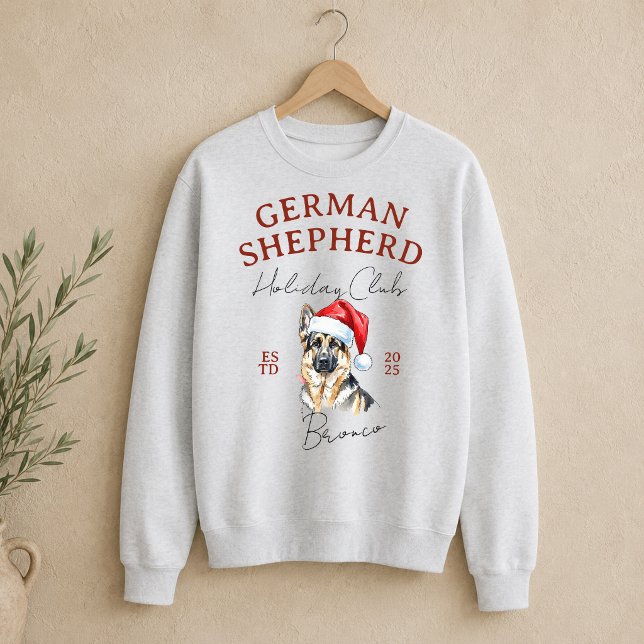 Tysk Shepherd Vinter Semester Klubb  Lång Ärmad Tröja (German Shepherd Winter Holiday Club Sweatshirt)