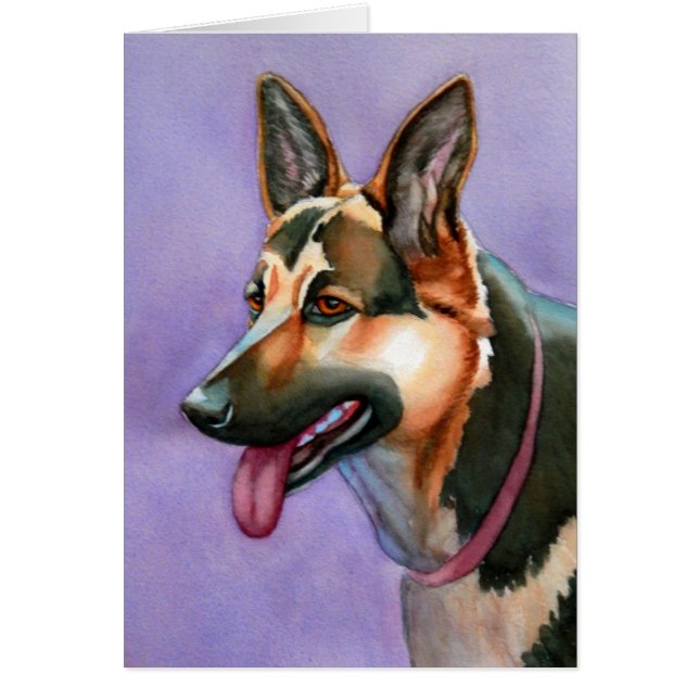 Tysk Shepherd Watercolor Hälsningskort (Framsidan)