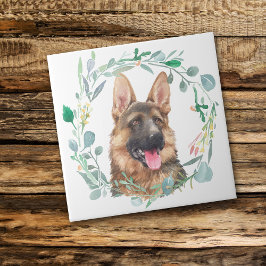 Tysk Shepherd Watercolor WandeCeramic Tile Kakelplatta