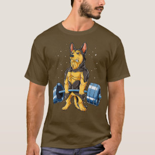 Tysk Shepherd Weightlift Funny Deadlift Manar T Shirt