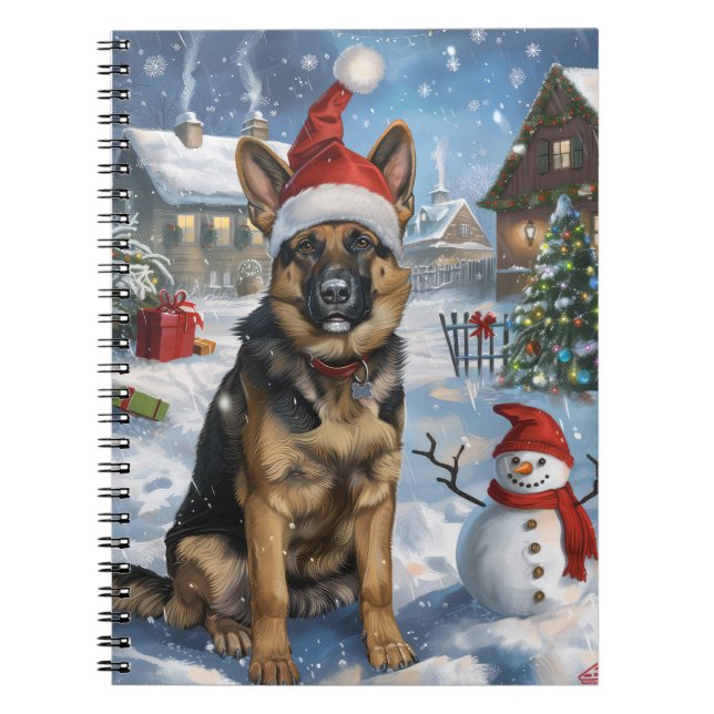 Tysk Shepherd Winter Wonderland jul Joy Anteckningsbok (Framsidan)