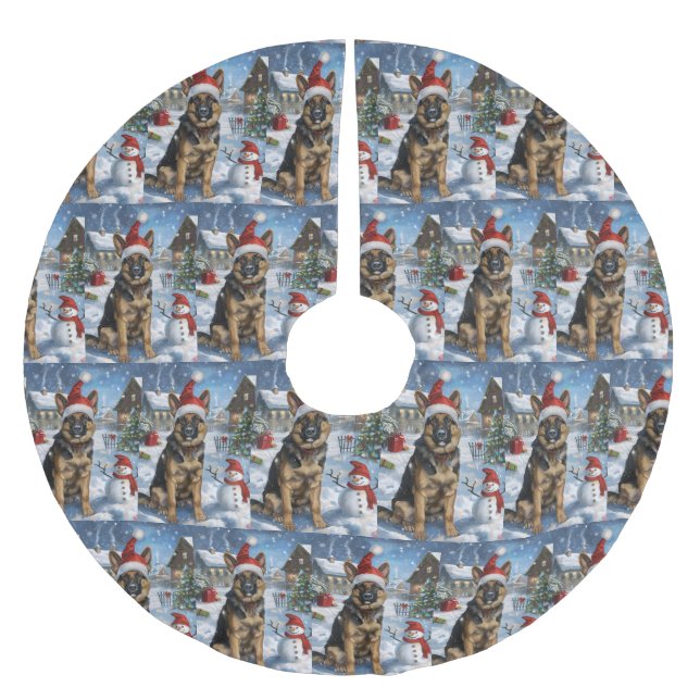 Tysk Shepherd Winter Wonderland jul Joy Julgransmatta Borstad Polyester (Framsidan)