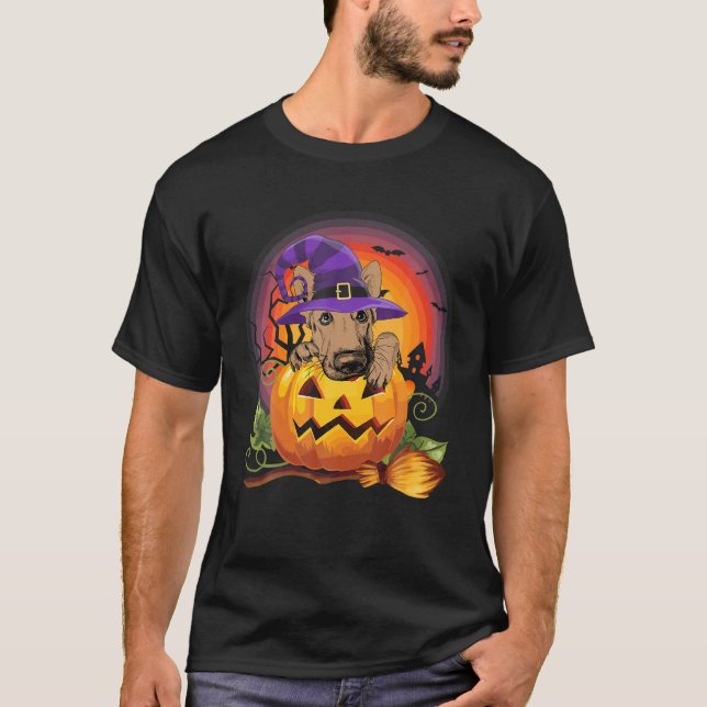 Tysk Shepherd Witch Pumpkin Halloween Hund älskare T Shirt (Framsida)