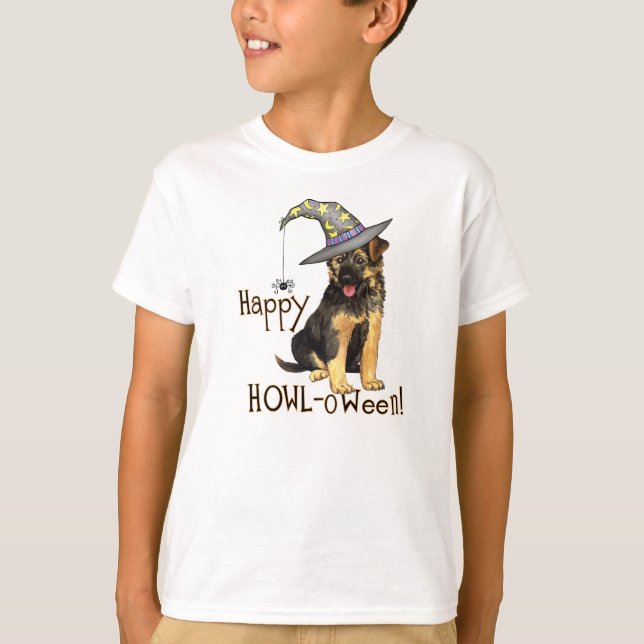 Tysk Shepherd Witch T-Shirt (Framsida)