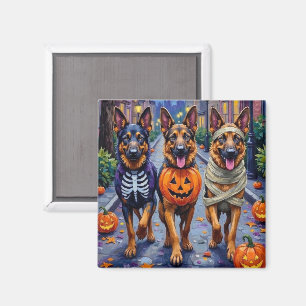 Tysk Shepherdar Trick-or-Treating Halloween Magnet