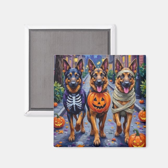 Tysk Shepherdar Trick-or-Treating Halloween Magnet (Front/Back)