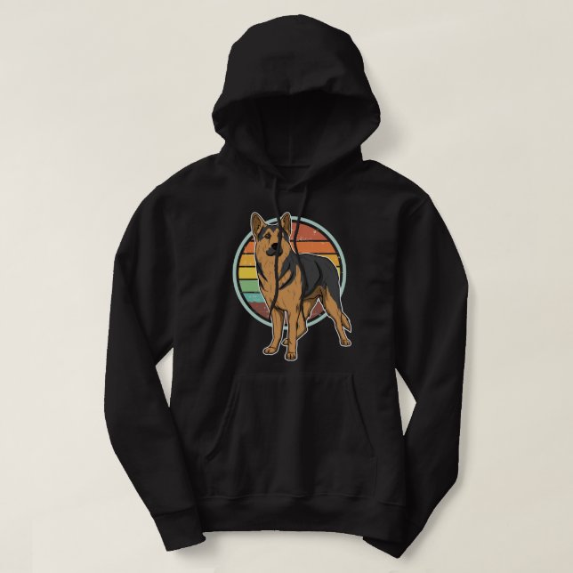 Tysk Shepherdd Hund GSD Vintage (3) Hoodie (Design framsida)
