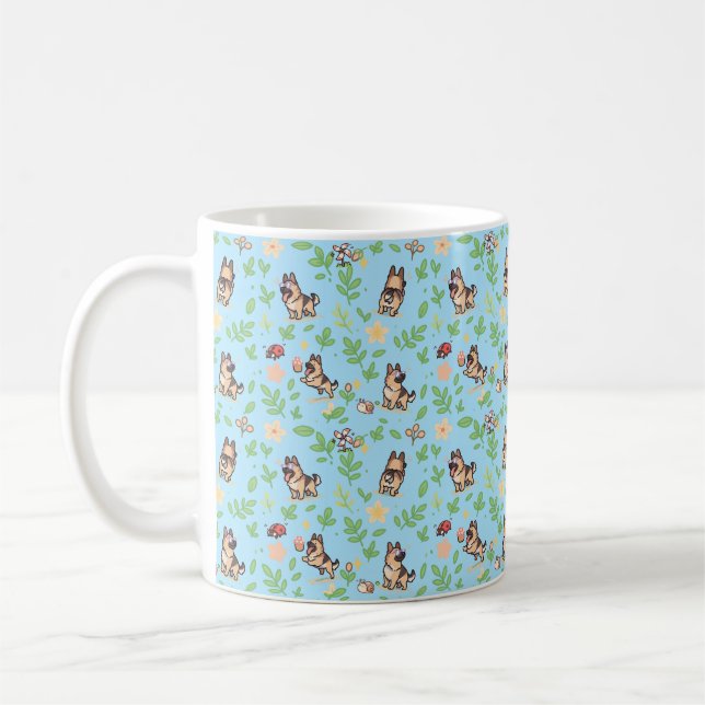 Tysk Shepherdkaffe Mugg Vårblomma Hundälskare (Vänster)