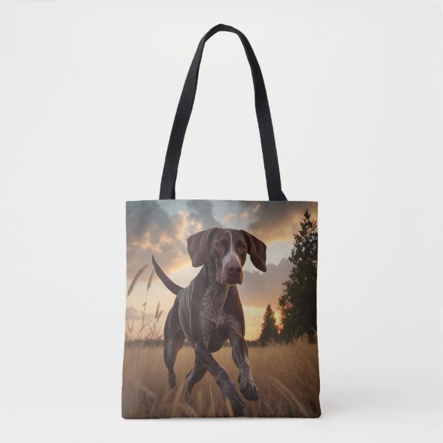 Tysk Shorthair Pointer Elegant Shoulder Tote Bag Tygkasse (Framsida)