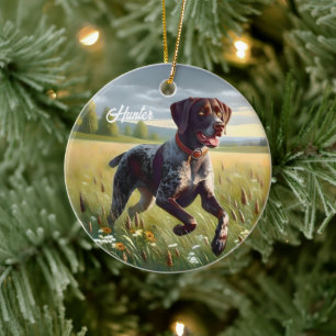Tysk Shorthair Pointer Running Julgransprydnad Keramik