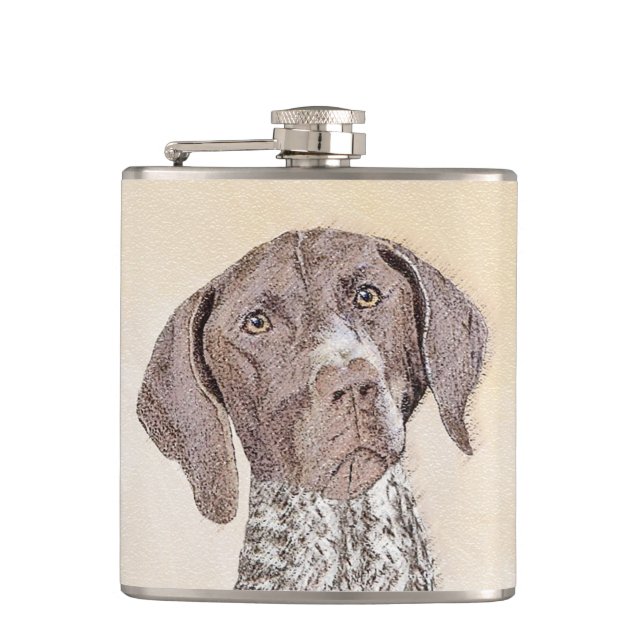 Tysk Shorthaired pekaremålning - hundkonst Fickplunta (Framsidan)