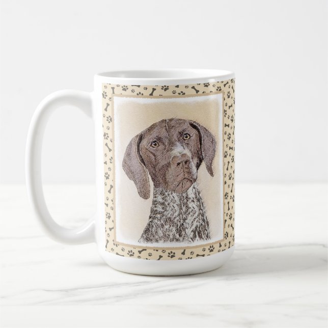 Tysk Shorthaired pekaremålning - hundkonst Kaffemugg (Vänster)
