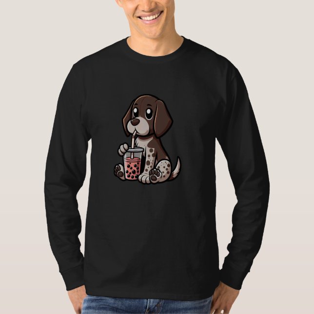 Tysk Shorthar Pointer Bubble Tea Hund Funny Bo T Shirt (Framsida)