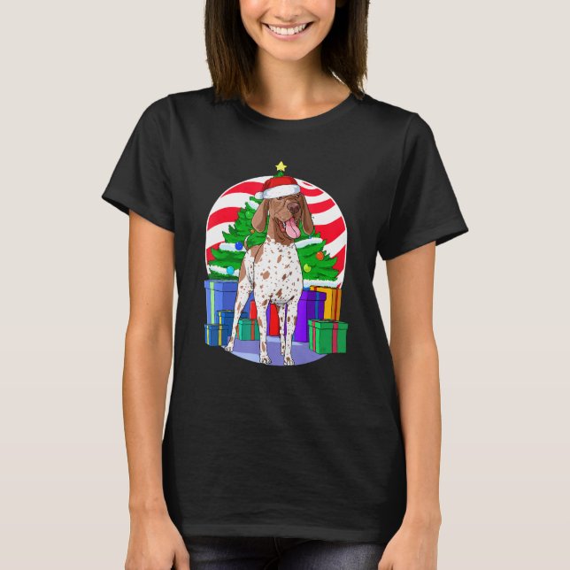 Tysk Shorthar Pointer Cute Santa jul Tr T Shirt (Framsida)